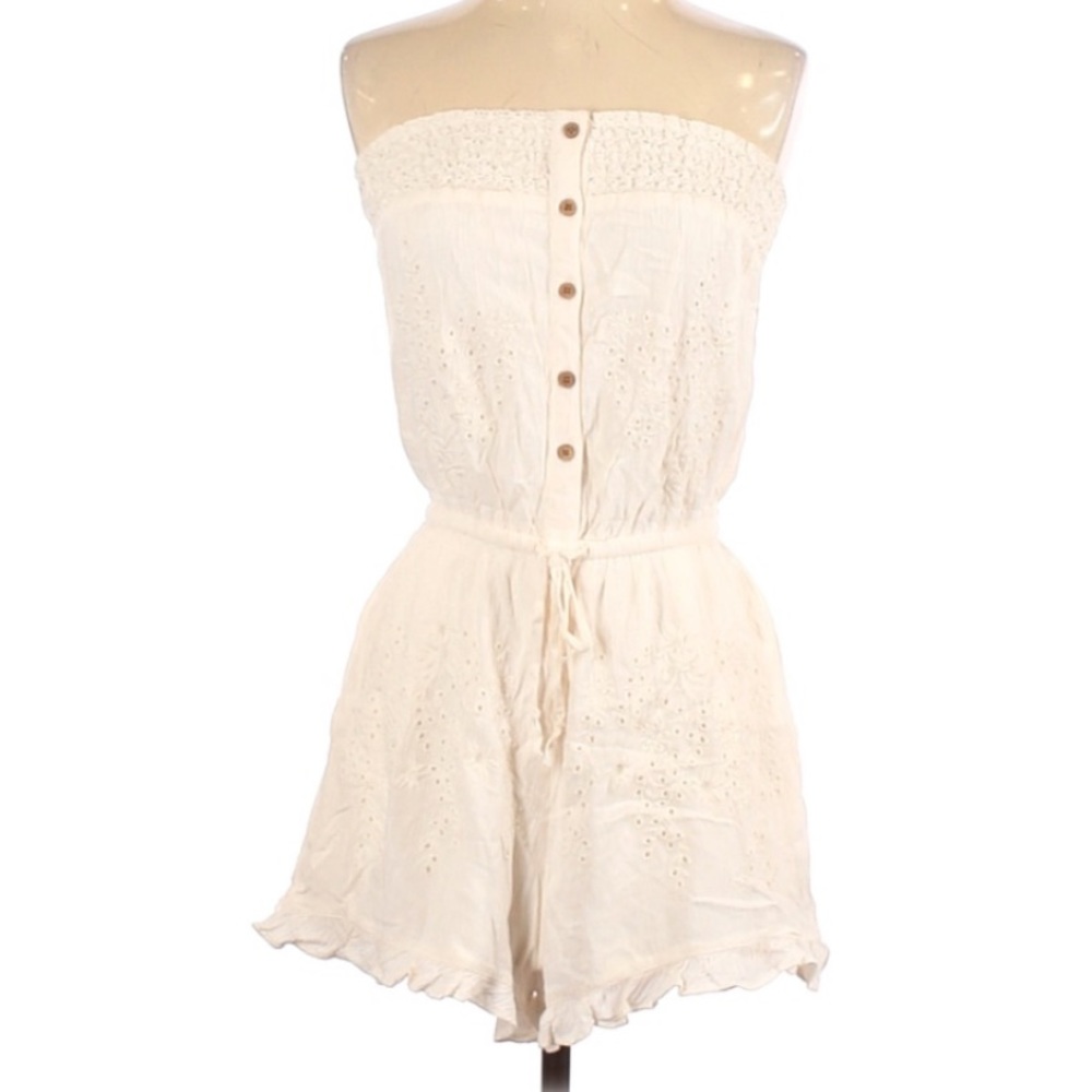 American Eagle Outfitter Cream Eyelet Strapless Tube Top Romper